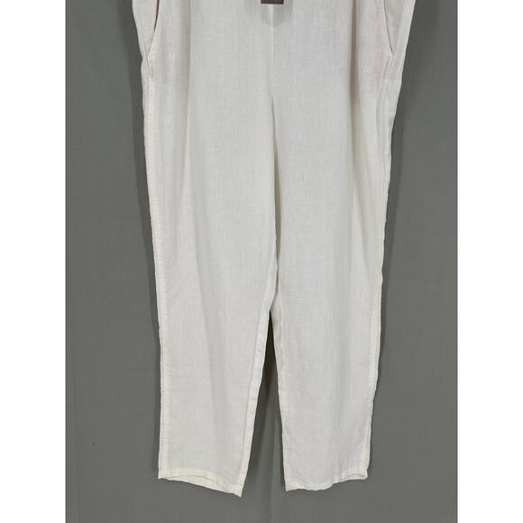 J Jill Pants Womens XL White Linen Ankle Pull On Pockets Beach Lagenlook Coastal - Picture 8 of 12